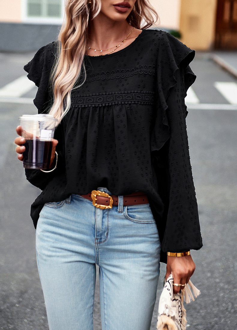 Solid Color Shirt Casual Long Sleeve Top