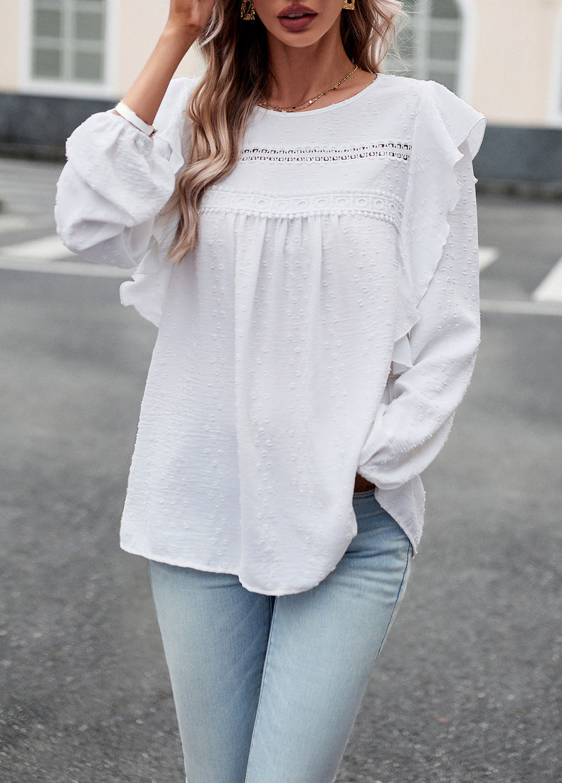 Solid Color Shirt Casual Long Sleeve Top