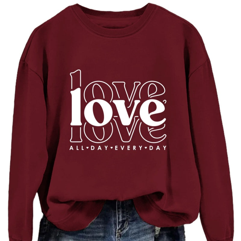 Valentines Day Sweatshirt 12 Colors Women Sweatshirt Long Sleeve Crew Neck Tops