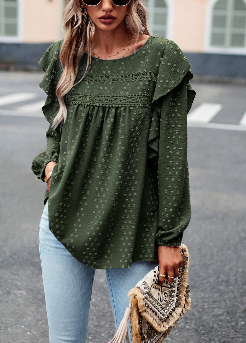 Solid Color Shirt Casual Long Sleeve Top
