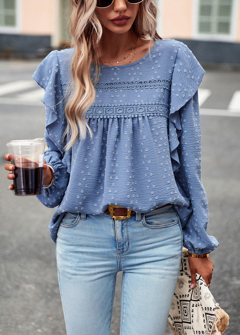Solid Color Shirt Casual Long Sleeve Top