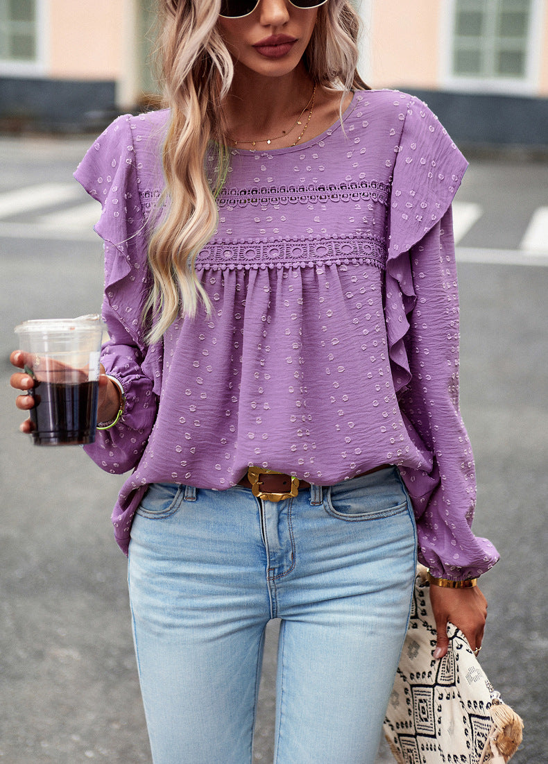 Solid Color Shirt Casual Long Sleeve Top
