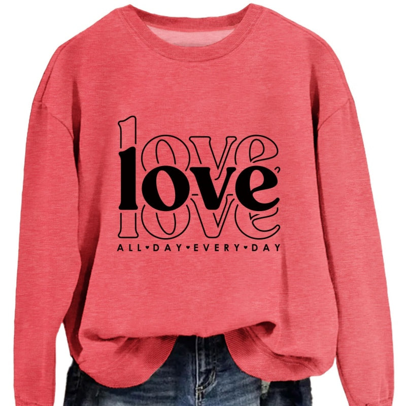 Valentines Day Sweatshirt 12 Colors Women Sweatshirt Long Sleeve Crew Neck Tops