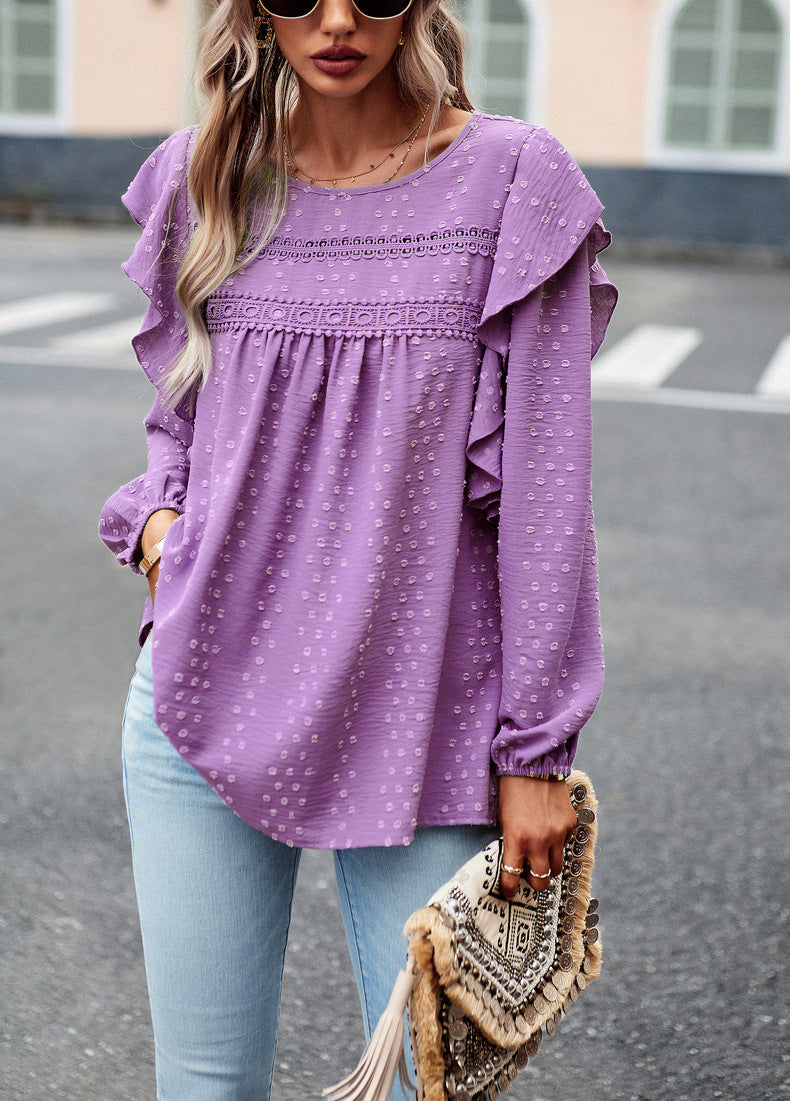 Solid Color Shirt Casual Long Sleeve Top