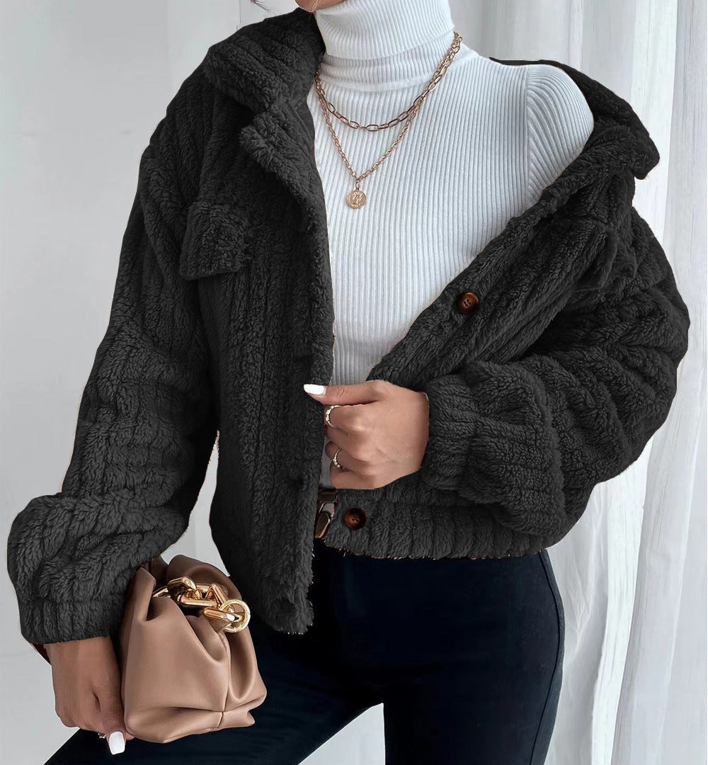 Turn-down Collar Buttoned Jacket