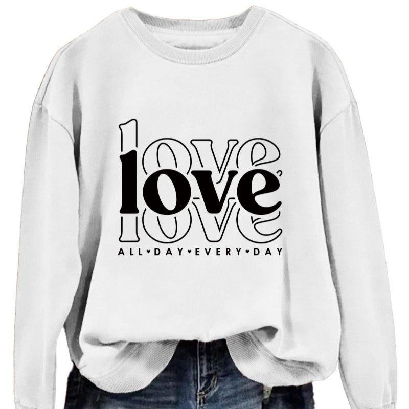 Valentines Day Sweatshirt 12 Colors Women Sweatshirt Long Sleeve Crew Neck Tops