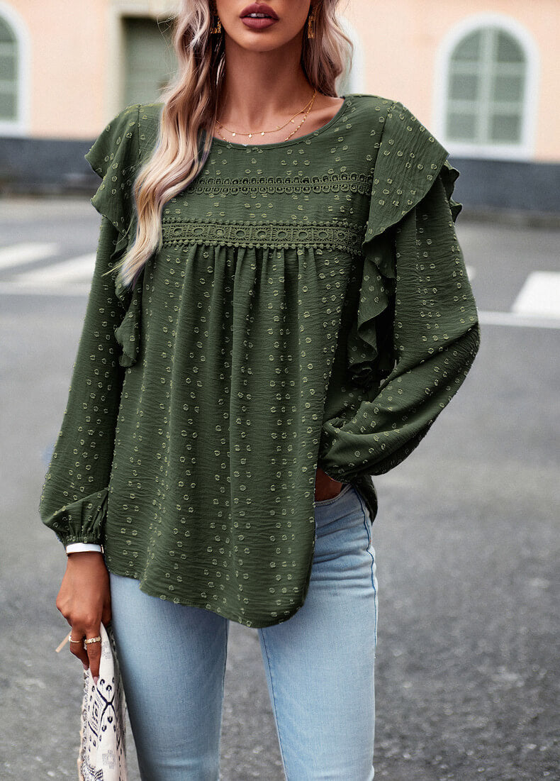 Solid Color Shirt Casual Long Sleeve Top