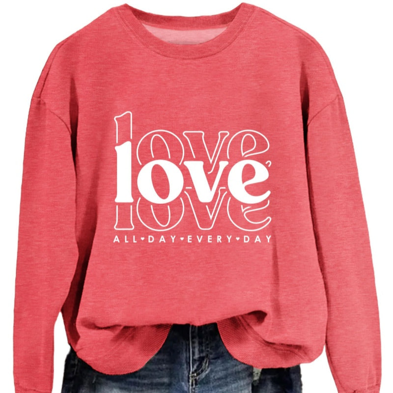 Valentines Day Sweatshirt 12 Colors Women Sweatshirt Long Sleeve Crew Neck Tops