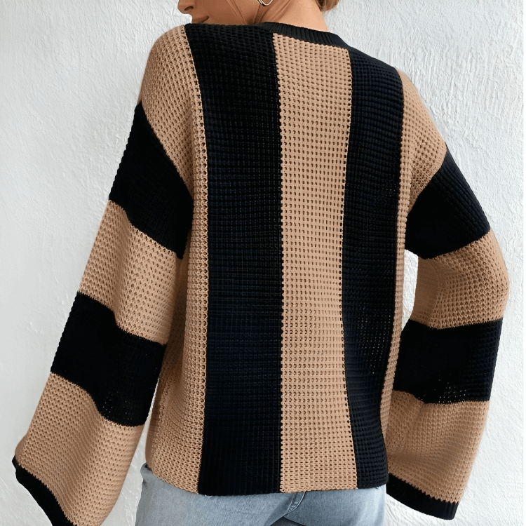 Casual Simple Style Color Block Stripe Sweater