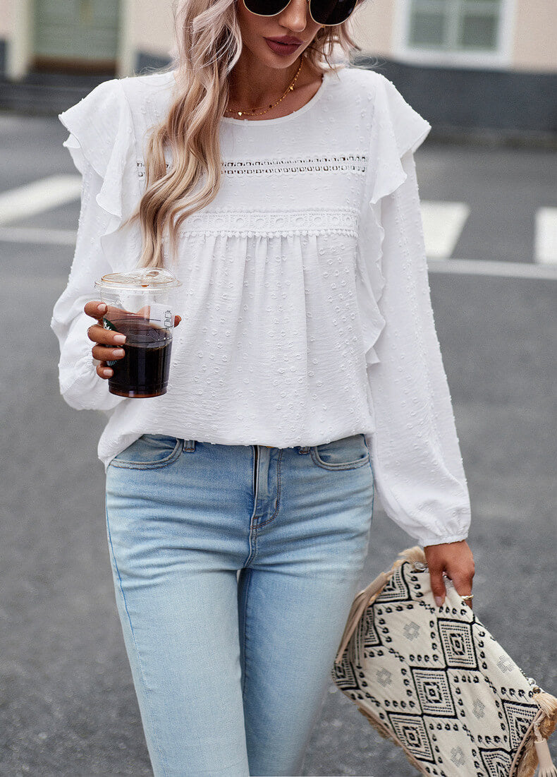 Solid Color Shirt Casual Long Sleeve Top