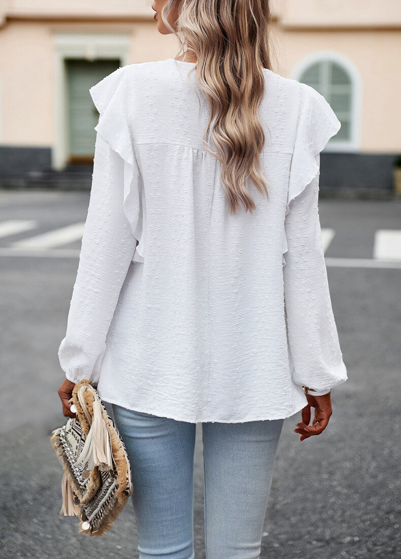 Solid Color Shirt Casual Long Sleeve Top