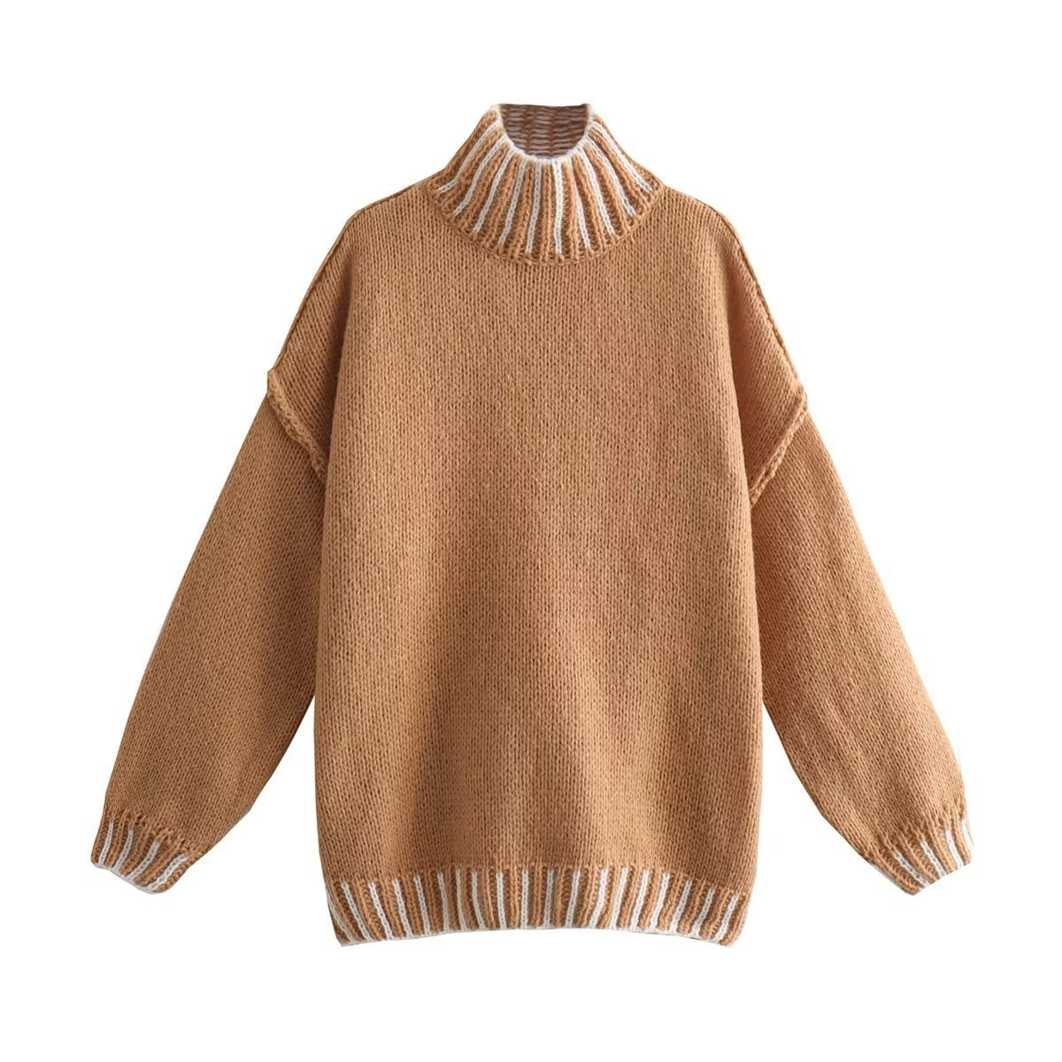 Line Patchwork Turtleneck Sweater