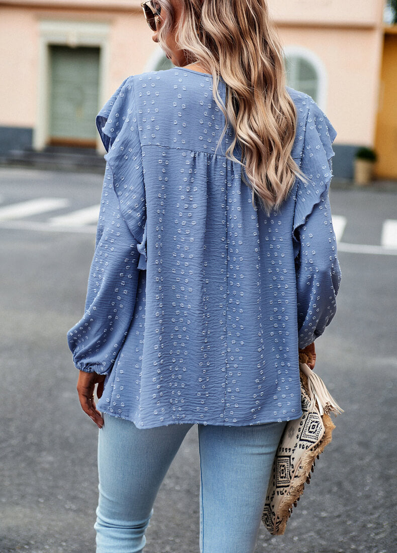 Solid Color Shirt Casual Long Sleeve Top