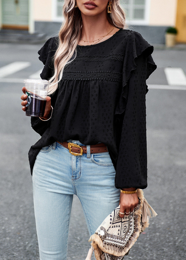 Solid Color Shirt Casual Long Sleeve Top