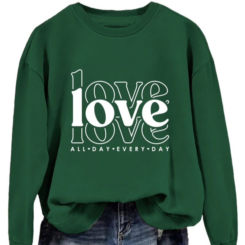 Valentines Day Sweatshirt 12 Colors Women Sweatshirt Long Sleeve Crew Neck Tops