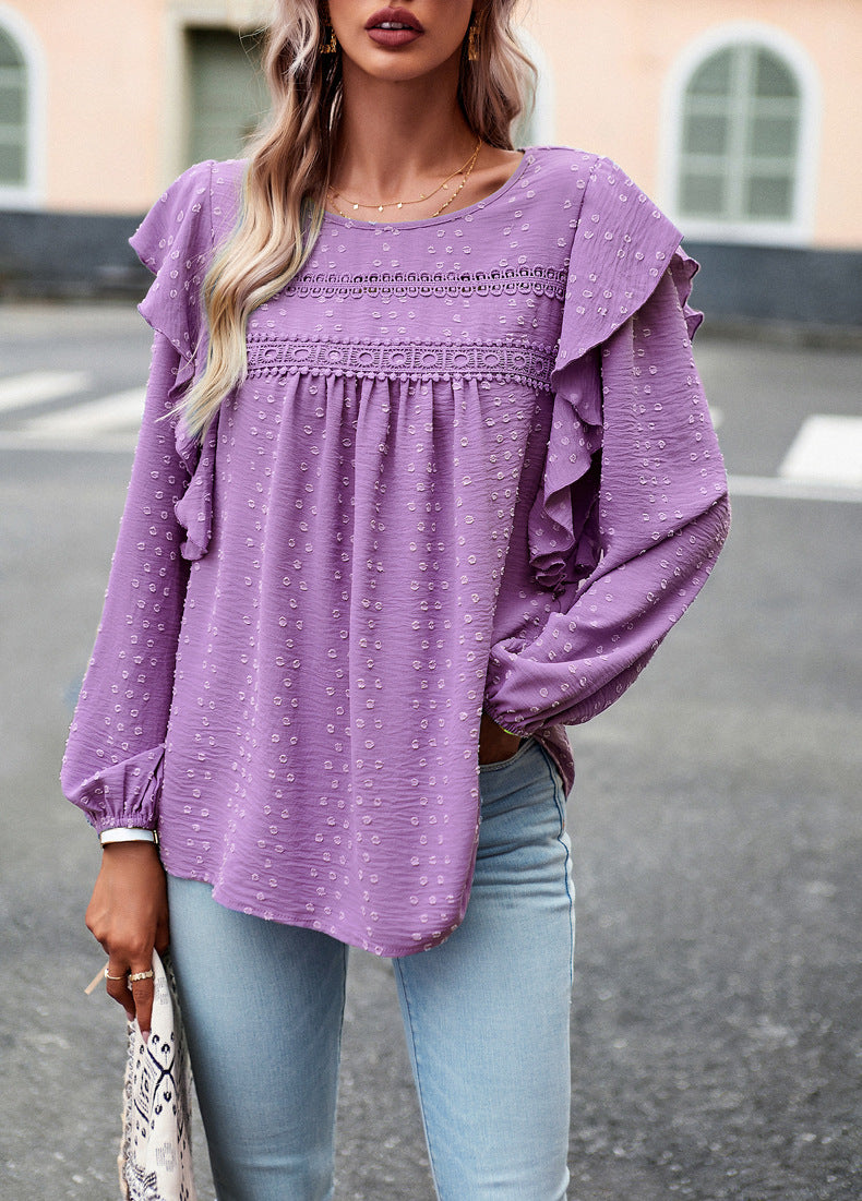 Solid Color Shirt Casual Long Sleeve Top