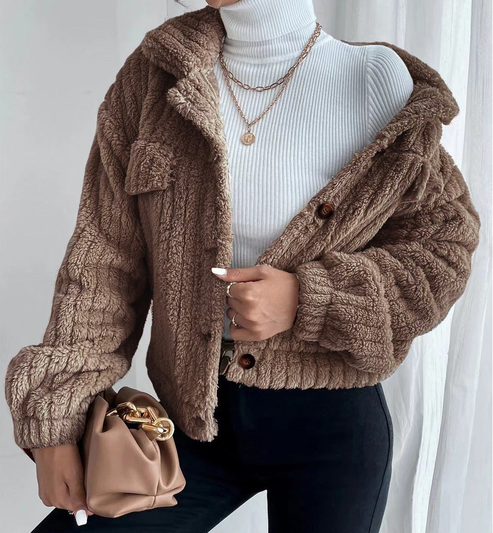 Turn-down Collar Buttoned Jacket