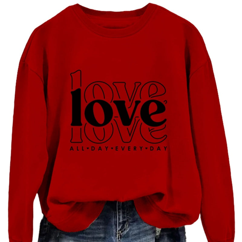 Valentines Day Sweatshirt 12 Colors Women Sweatshirt Long Sleeve Crew Neck Tops