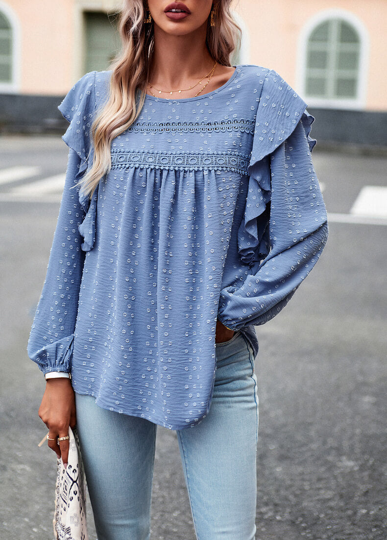 Solid Color Shirt Casual Long Sleeve Top