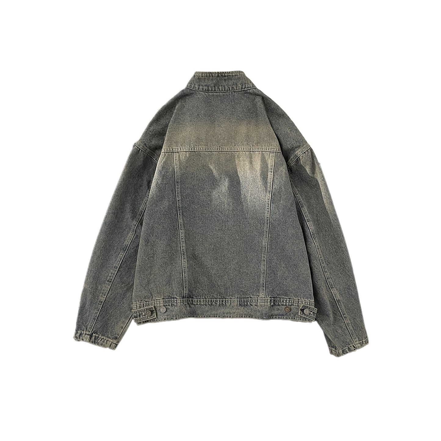 REINAREA The "Street-Edge" Distressed Denim Jacket - American Retro Stand Collar