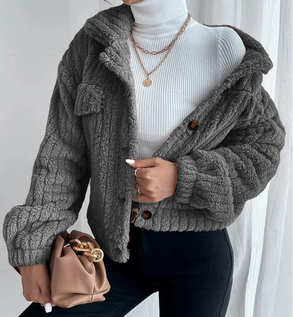 Turn-down Collar Buttoned Jacket