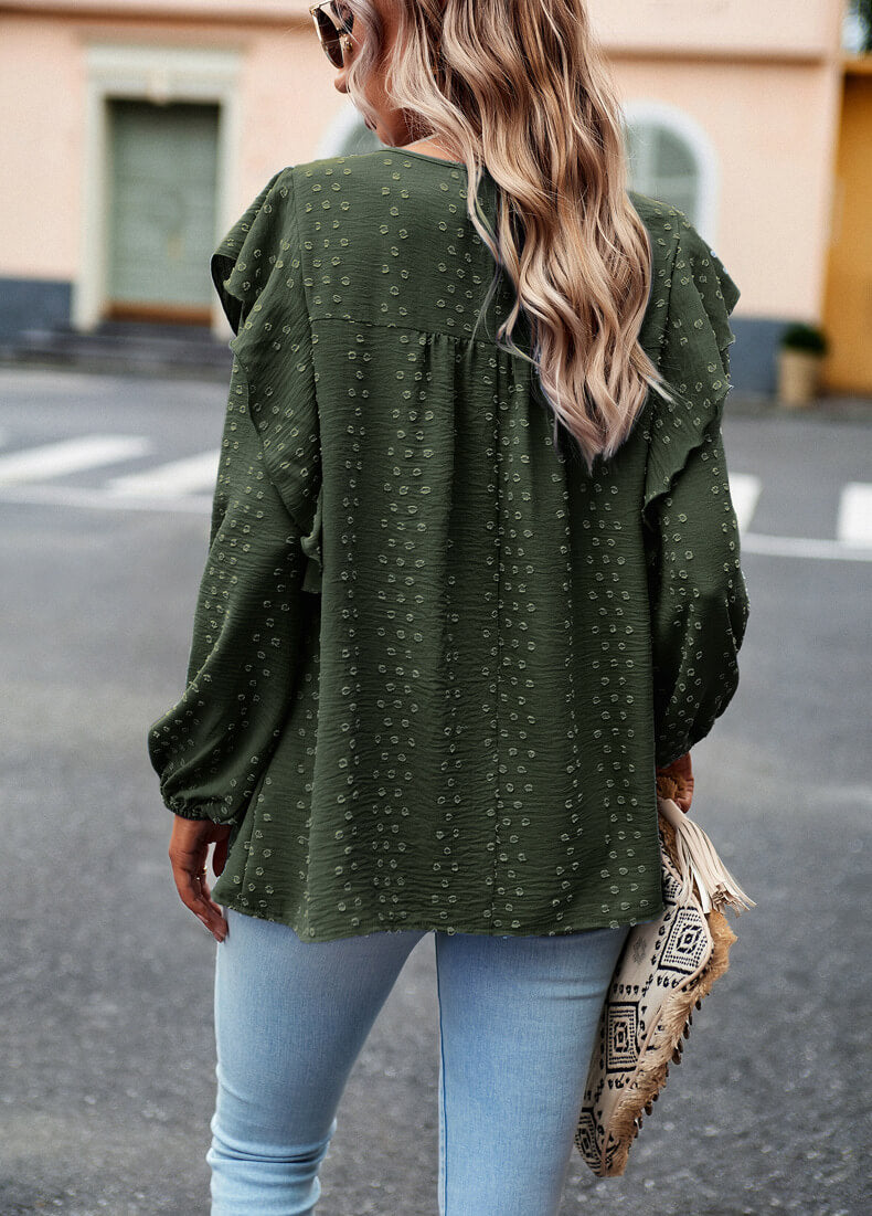 Solid Color Shirt Casual Long Sleeve Top