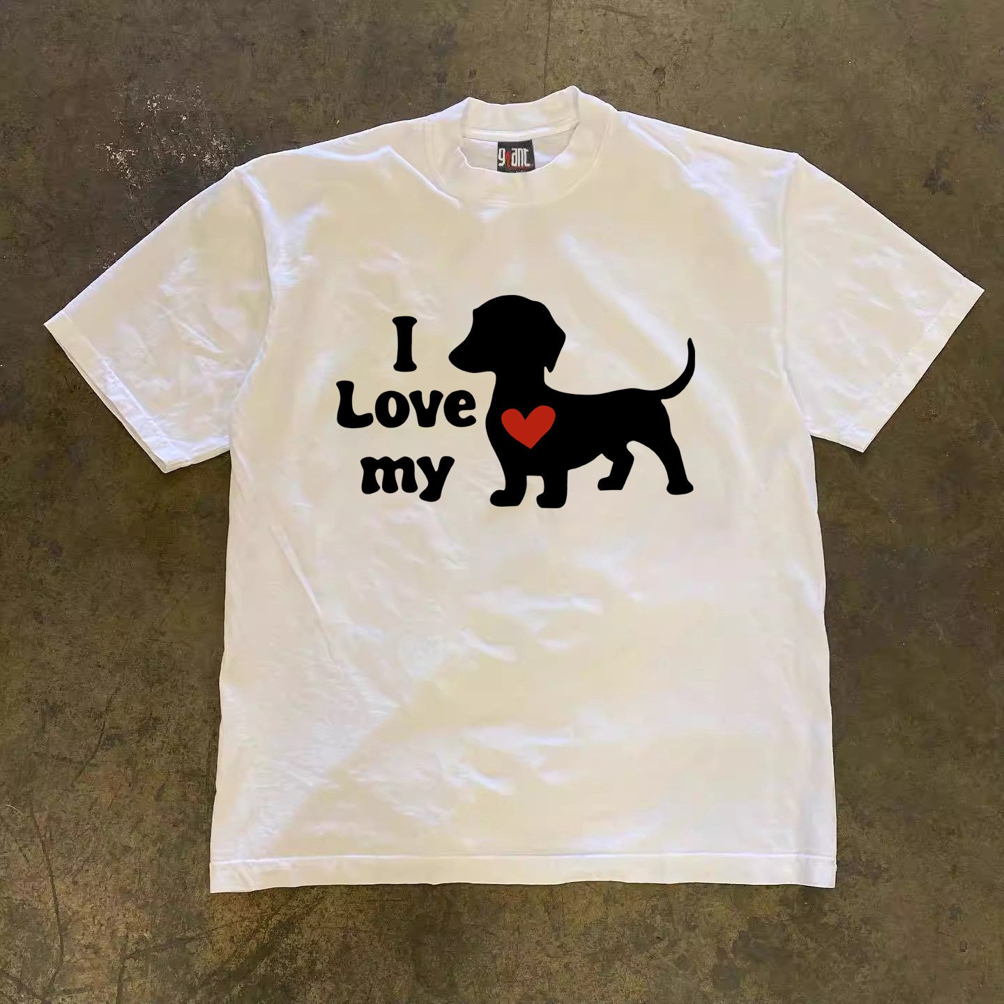 Unisex Cartoon Dog Print Casual Cotton Short Sleeve T-Shirt