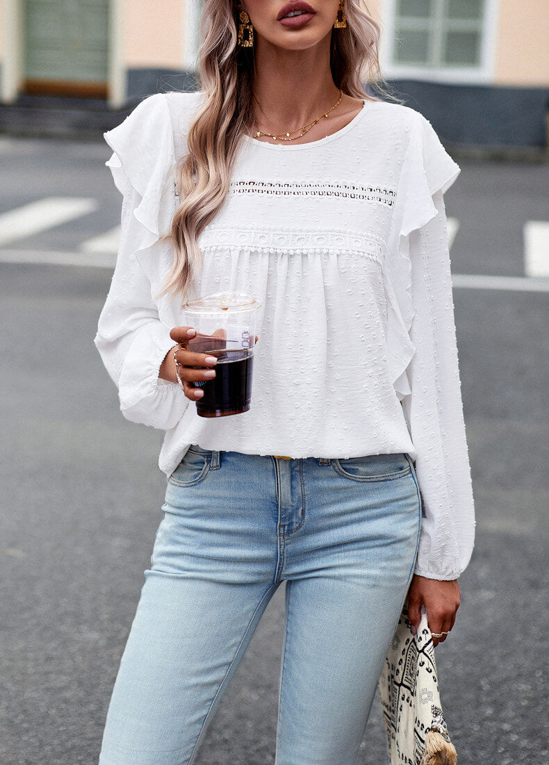 Solid Color Shirt Casual Long Sleeve Top