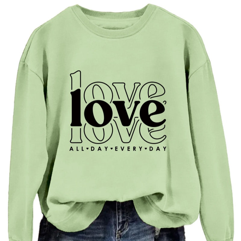 Valentines Day Sweatshirt 12 Colors Women Sweatshirt Long Sleeve Crew Neck Tops