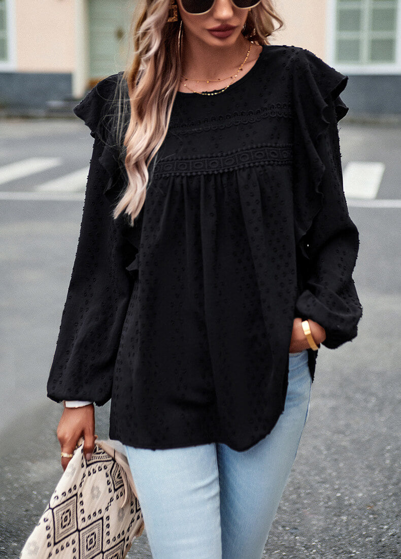 Solid Color Shirt Casual Long Sleeve Top