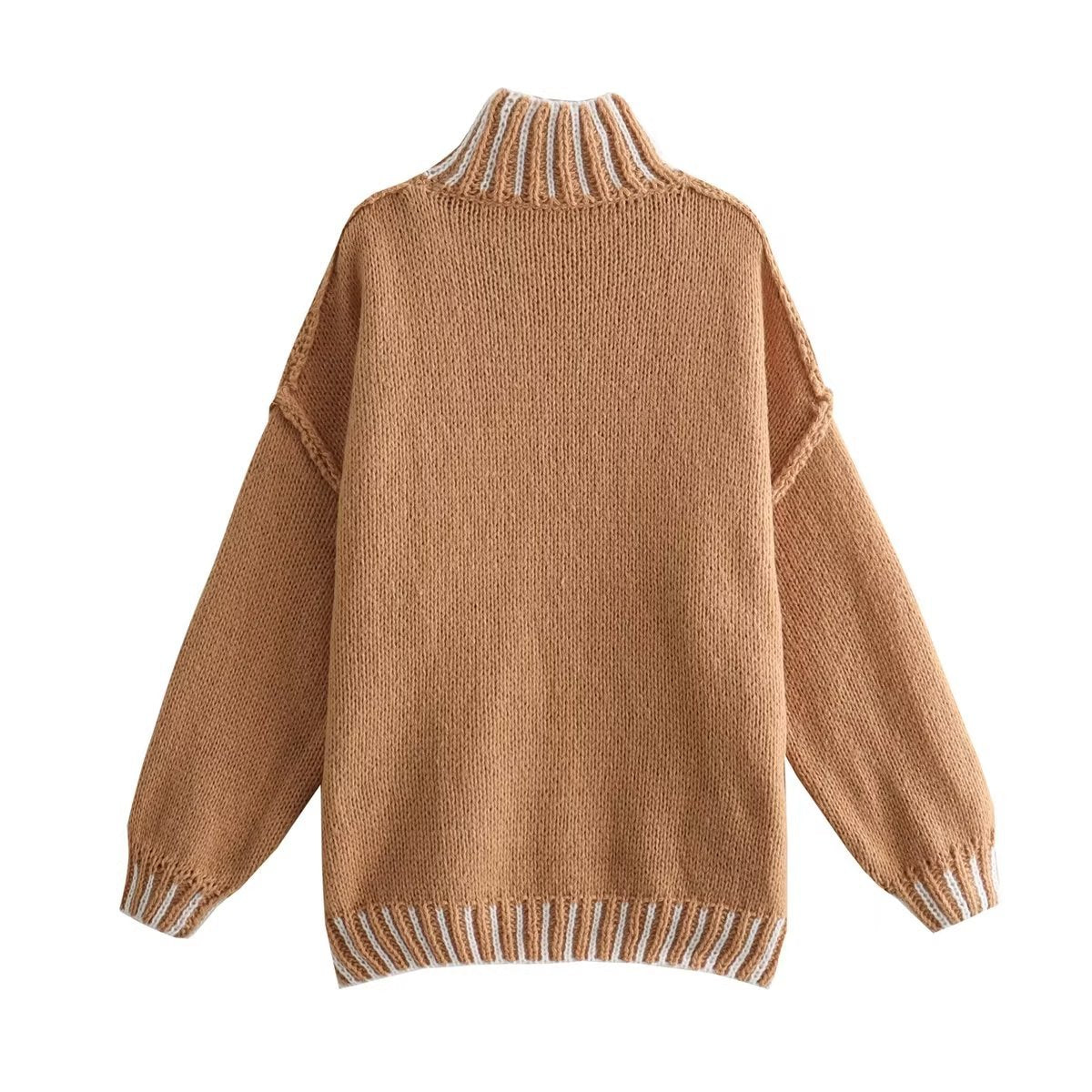 Line Patchwork Turtleneck Sweater