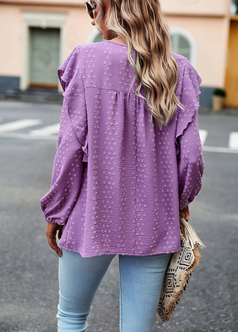 Solid Color Shirt Casual Long Sleeve Top
