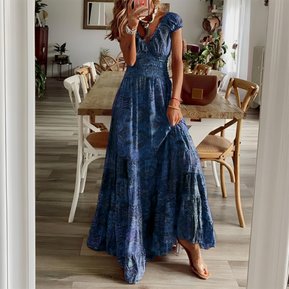 Bohemia Floral Print Vintage Long Dress