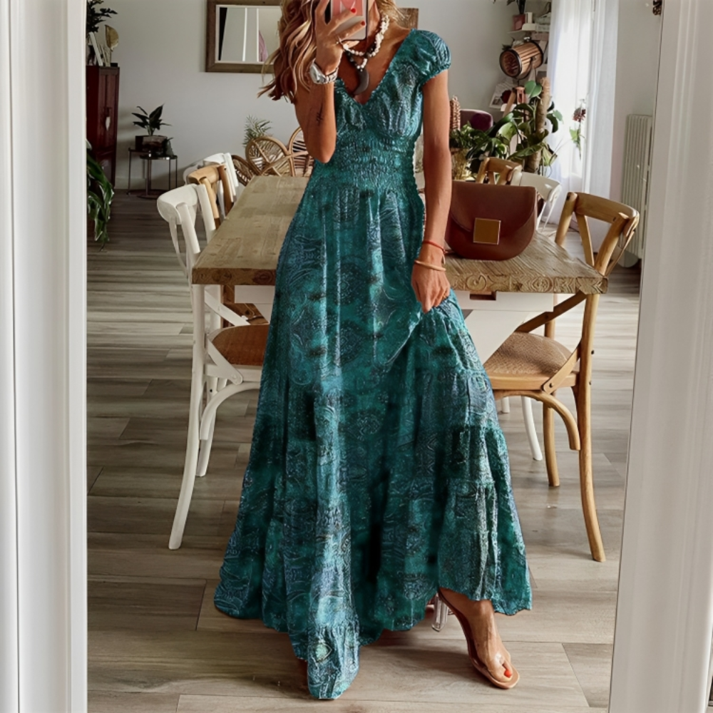 Bohemia Floral Print Vintage Long Dress