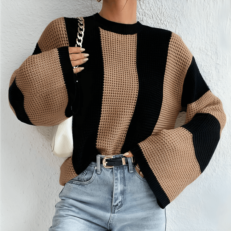 Casual Simple Style Color Block Stripe Sweater