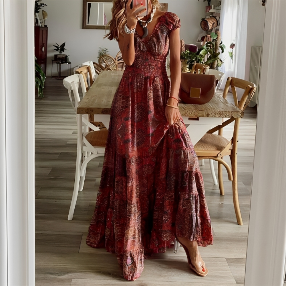 Bohemia Floral Print Vintage Long Dress