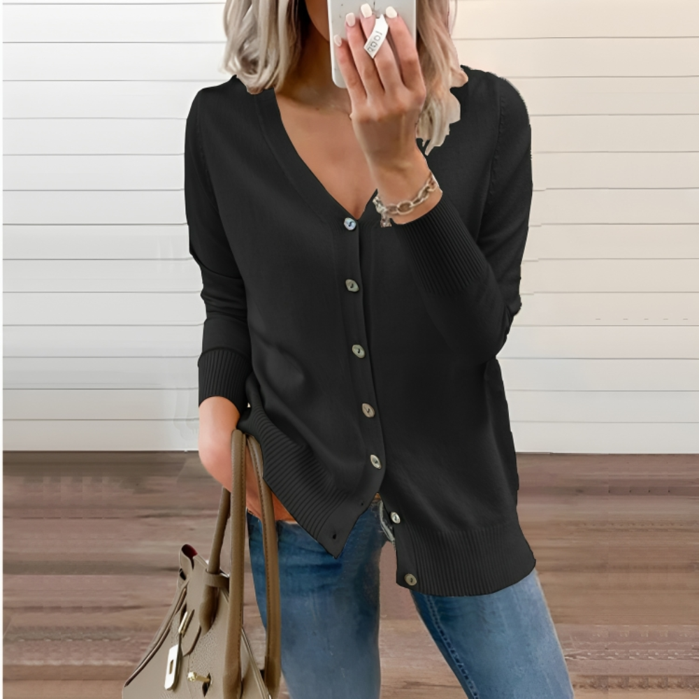 V Neck Jacket Buttons Thin Cardigan