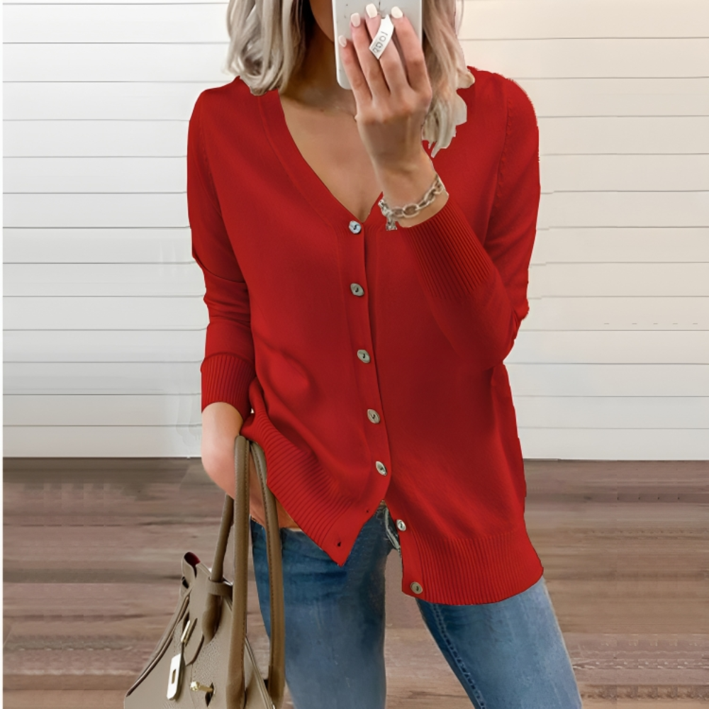 V Neck Jacket Buttons Thin Cardigan