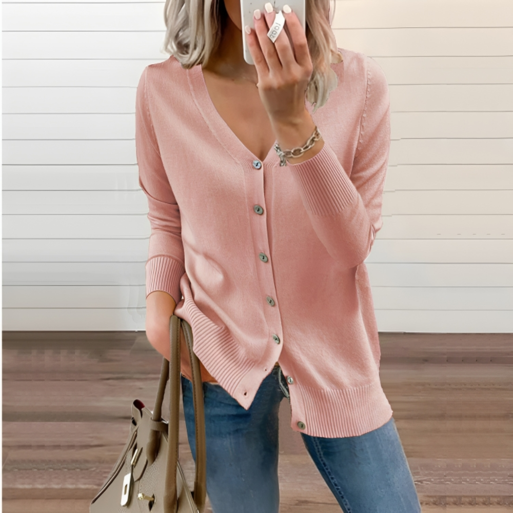 V Neck Jacket Buttons Thin Cardigan
