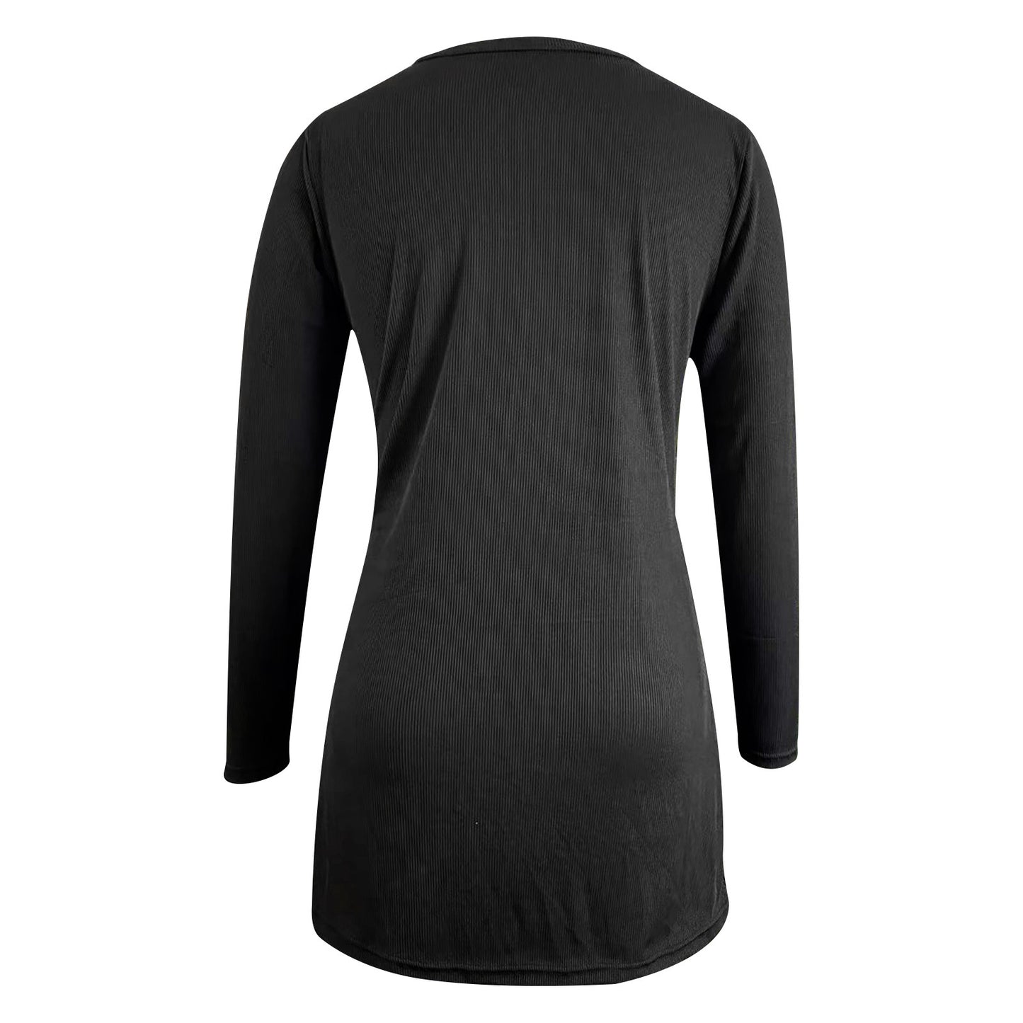 Elegant High Slit Slim Zip V-Neck Top
