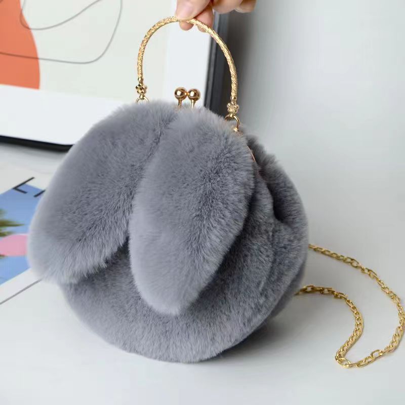 Easter Fashion 2025 Bunny Plush Bag, Spring Trends Bunny Ear Shoulder Bag, Fluffy Rabbit Messenger Purse, Furry Bag with Chain, Plush Fabric Fashion Bag for Easter Holiday, Travel, Shopping, Work, School, and Everyday Use