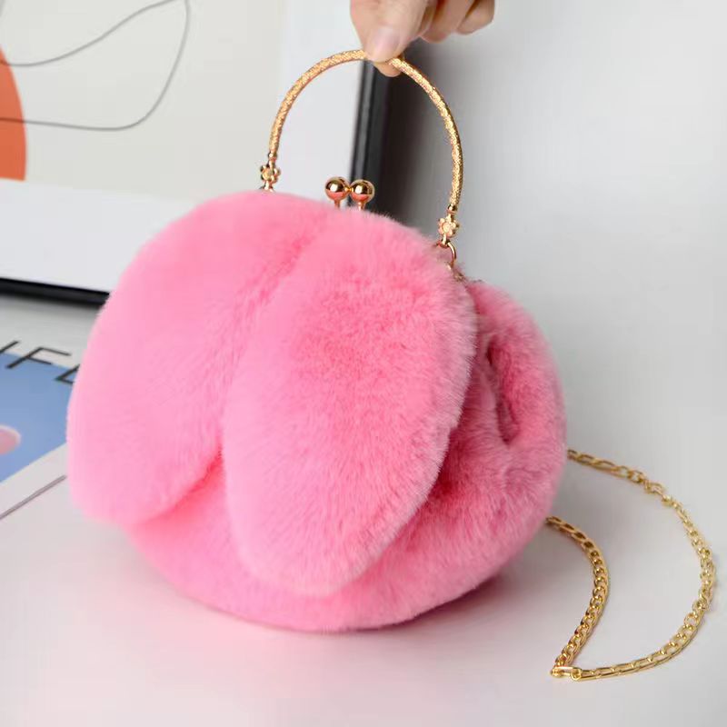 Easter Fashion 2025 Bunny Plush Bag, Spring Trends Bunny Ear Shoulder Bag, Fluffy Rabbit Messenger Purse, Furry Bag with Chain, Plush Fabric Fashion Bag for Easter Holiday, Travel, Shopping, Work, School, and Everyday Use