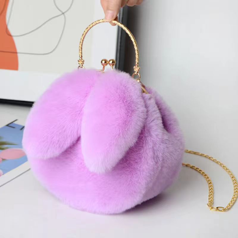 Easter Fashion 2025 Bunny Plush Bag, Spring Trends Bunny Ear Shoulder Bag, Fluffy Rabbit Messenger Purse, Furry Bag with Chain, Plush Fabric Fashion Bag for Easter Holiday, Travel, Shopping, Work, School, and Everyday Use