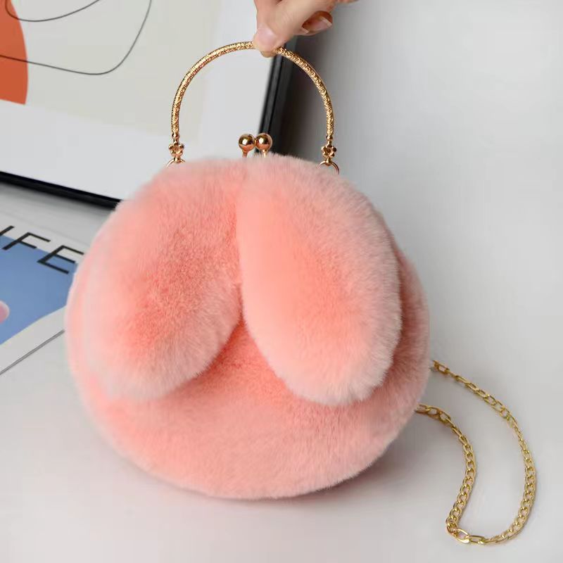 Easter Fashion 2025 Bunny Plush Bag, Spring Trends Bunny Ear Shoulder Bag, Fluffy Rabbit Messenger Purse, Furry Bag with Chain, Plush Fabric Fashion Bag for Easter Holiday, Travel, Shopping, Work, School, and Everyday Use