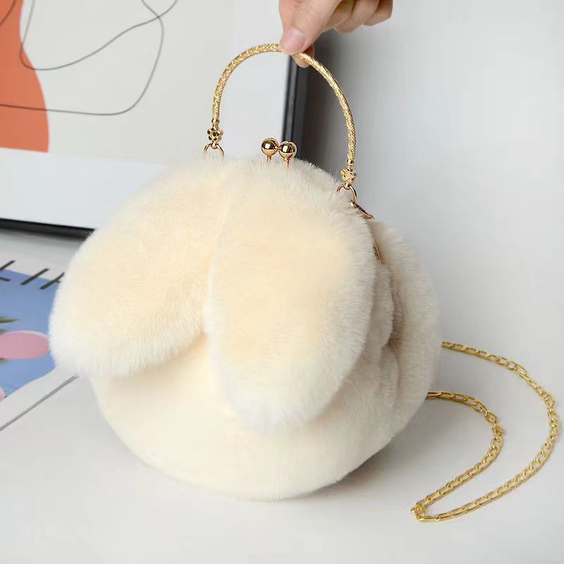 Easter Fashion 2025 Bunny Plush Bag, Spring Trends Bunny Ear Shoulder Bag, Fluffy Rabbit Messenger Purse, Furry Bag with Chain, Plush Fabric Fashion Bag for Easter Holiday, Travel, Shopping, Work, School, and Everyday Use