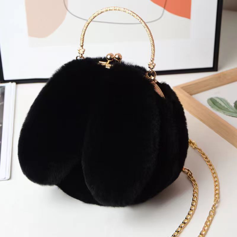 Easter Fashion 2025 Bunny Plush Bag, Spring Trends Bunny Ear Shoulder Bag, Fluffy Rabbit Messenger Purse, Furry Bag with Chain, Plush Fabric Fashion Bag for Easter Holiday, Travel, Shopping, Work, School, and Everyday Use
