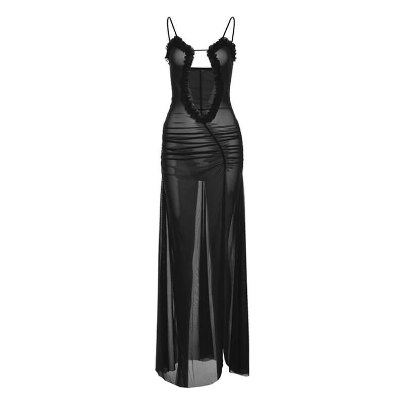 Wooden Ear Printed Halter Dress with Neckline
