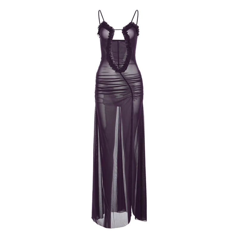 Wooden Ear Printed Halter Dress with Neckline