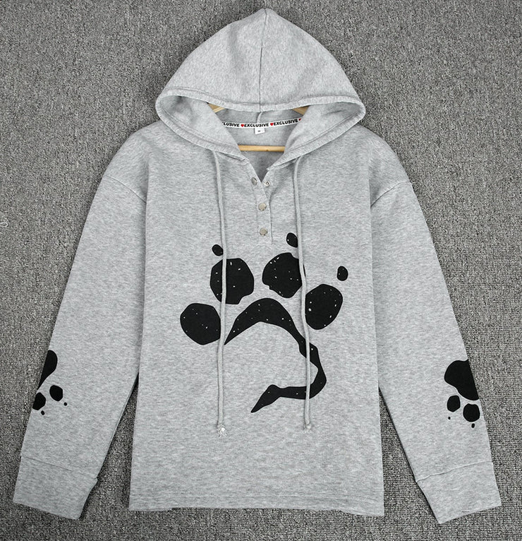 Pet Love Cat or Dog Paw Print Buttoned Sweatshirt