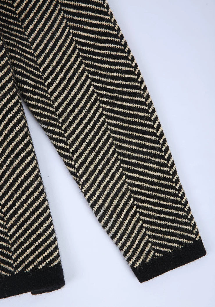 Apricot Chevron High Neck Sweater